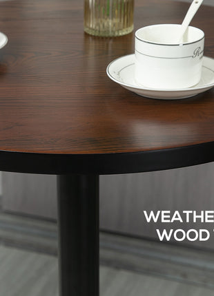 41" H Bar Height Round Bar Table, Rustic Industrial Pub Table, Elm Wood Top Bistro Table with Metal Base