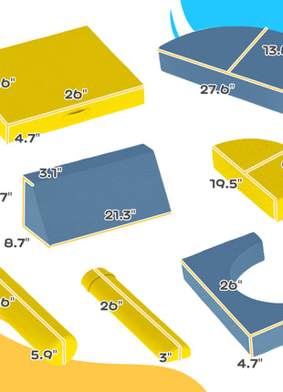 14 Pieces Foam Climbing Blocks for Toddlers, Indoor Climb and Crawl Activity Play Set, Yellow