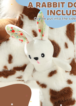 Rocking Horse, Animal Rocker with Rabbit Toy and Realistic Neigh for Toddlers, Soft Filling Ride on Pony, Brown