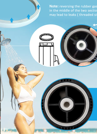 7' Outdoor Solar Heated Shower with 360 Rotating Rainfall & Handheld Shower Head, Foot Shower Faucet, Temperature and Pressure Adjustable, Holds 9.2 Gallons for Backyard Pool