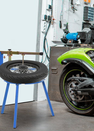 Motorcycle Tire Changing Stand Durable Steel Machine with Adjustable Bead Popper and Leverage Handle for 16" - 24" Multi Size