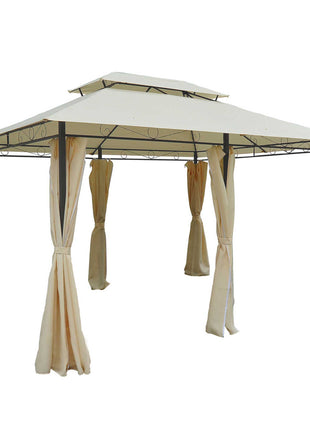 10' x 13' Patio Gazebo, Outdoor Gazebo Canopy Shelter with Curtains, Vented Roof, Steel Frame for Garden, Lawn, Backyard and Deck, Cream White