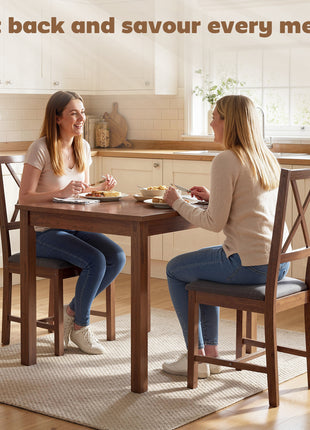 Set of 2 Dining Chairs, Upholstered X-Back Dining Room Chairs with Rubberwood Legs and Padded Seat, Walnut