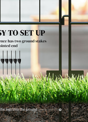 Garden Fence, 4 Pack, 44 in(H) x 12 ft(L) Folding Garden Fence Border, No Dig Ground Stake Metal Fence Panels for Outdoor Patio Yard Landscape