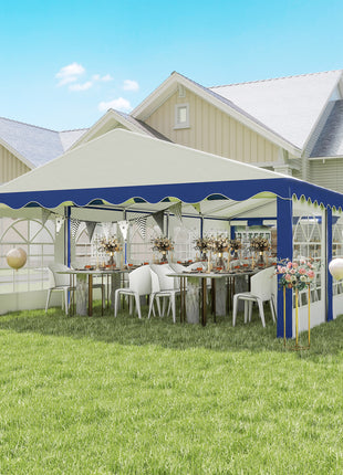 16.5' x 33' Large Party Tent, Heavy Duty Outdoor Canopy Tent with Removable Sidewalls, 10 Windows, Blue