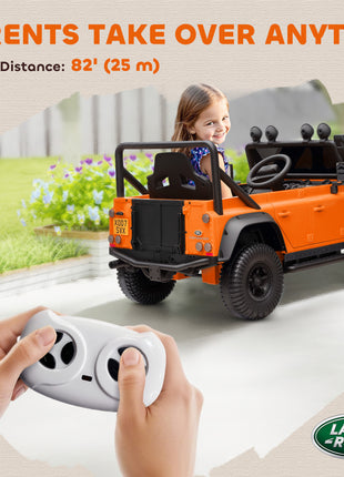Land Rover Licensed Electric Car for Kids with Remote Control, Dual Motors, Spring Suspension, LED Lights, Orange