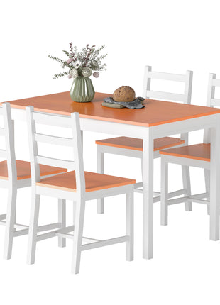 Dining Table Set for 4, 5 Piece Modern Kitchen Table and Chairs, Solid Wood Dining Room Set for Small Spaces, Breakfast Nook, White