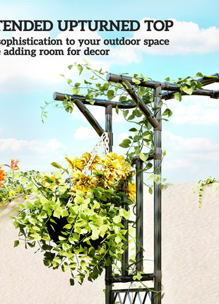 Garden Arch, PE-Coated Steel Garden Arch Trellis with Extended Top, Black