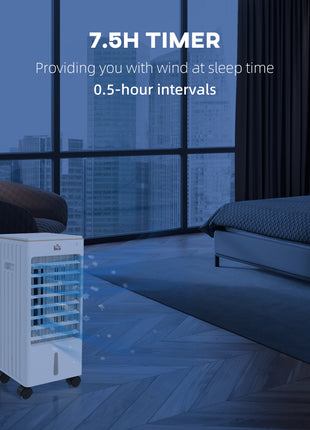 Room Air Cooler with Ice Packs, Ice Cooling Fan Water Conditioner Humidifier Unit with Remote, Timer, Wheels