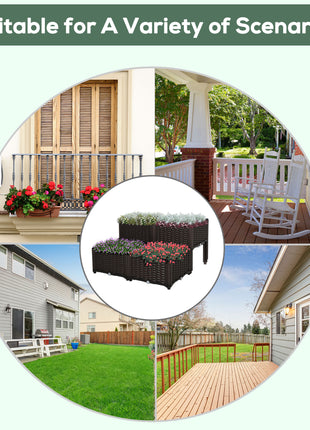 4 Piece Raised Garden Bed with Legs, Planter Box Raised Bed to Grow Flowers, Herbs & Vegetables, Brown