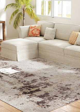 Machine Washable Area Rug 8x10, Non-Slip Modern Abstract Floor Carpet for Living Room, Bedroom, Dining Room, Mixed-Brown