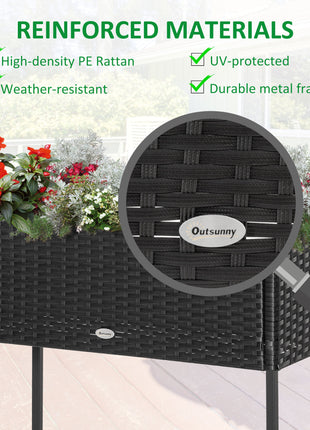 PE Rattan Wicker Raised Flower & Vegetable Planter, Rack Shelf Box