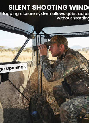 Hunting Blind for 2 Person, See Through Pop Up Blind with 270-Degree View, Windows for Deer Hunting, Camouflage