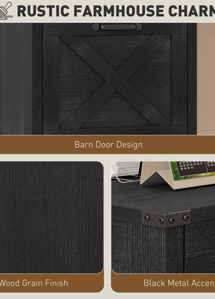 Vertical File Cabinet with 3 Drawers, Rustic Farmhouse Office Storage Cabinet for A4, Letter Size, Distressed Black