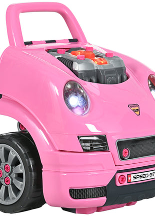 Mechanic Kids Truck Engine Toy Set, Car Service Play Set, Pink
