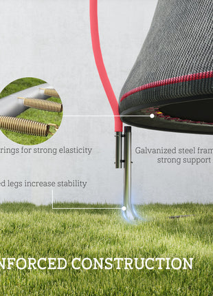 10ft Outdoor Trampoline with Net Enclosure, Curved Poles and Safety Pad, ASTM Approved, Red