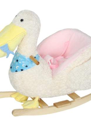 Baby Rocking Horse, Kids Ride on Pelican Rocking Horse for Toddlers 18–36 Months with Realistic Duck Sound, White