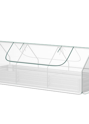 8.6 x 3 x 1ft Raised Garden Bed with Mini Greenhouse, Galvanized Raised Garden Bed with Cover for Herbs and Vegetables, Small Greenhouse for Patio Garden Balcony, White and Silver