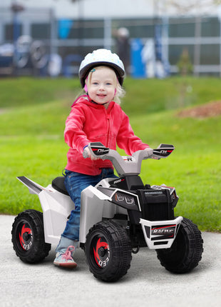 6V Electric Toy Car with Forward Backward, Wear-Resistant Wheels for Ages 18-36 Months, White