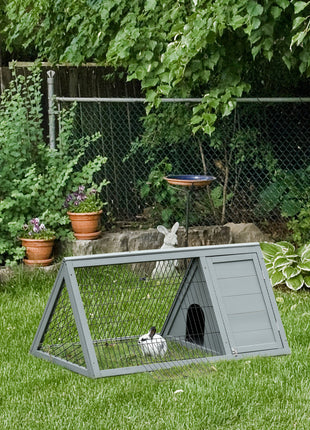 Rabbit Hutch Outdoor, Wooden Chicken Coop with Run, Outdoor Small Animal Cage for Rabbit, Small Duck and Chicken, for Garden, Backyard, Farms, 46" x 24.5" x 21", Light Gray