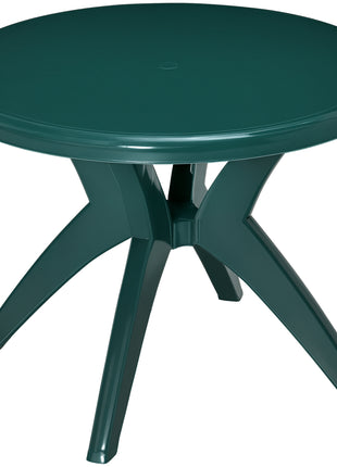 36.25" Dia Round Plastic Patio Table with Umbrella Hole, Outdoor Bistro Dining Table, for Bar, Garden, Backyard, Poolside, Yard, Green