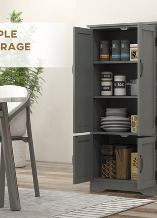 Accent Floor Storage Cabinet Kitchen Pantry with Adjustable Shelves and 2 Lower Doors, Gray