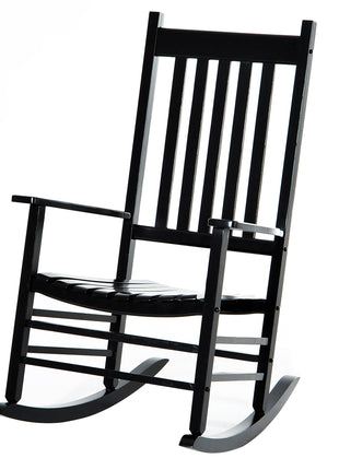 Wooden Outdoor Rocking Chair with Armrests, High Back for Garden, Patio, Balcony, Porch, Black