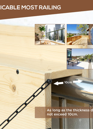 Hanging Balcony Table, Spruce Wood Foldable Railing Bar, Serving Table & Desk, Fits up to 3.9 Inches, Natural
