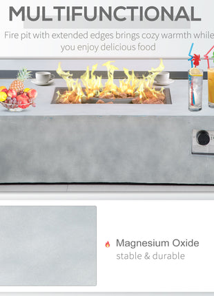 Outdoor Propane Fire Pit Table Faux Grey Ledge Stone 42-inch Square Gas Fire Pit Table, 50,000BTU Auto Ignition Gas Firepits with Protective Cover, Lava Rocks, CSA Certification for Outdoor, Grey