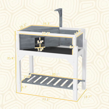 Wooden Tortoise Habitat with Storage Shelf, Tortoise Enclosure with Clear Windows, Openable Top, Lamp Holder, Gray