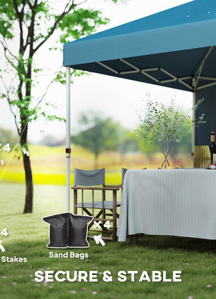 10' x 10' Pop Up Canopy Tent w/ Sidewall, UPF50+ Height Adjustable Instant Sun Shelter w/ Storage Pockets, Sea Blue
