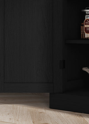72" Kitchen Cabinet, Pantry Storage Cabinet with Doors and Shelves, Freestanding Food Pantry Cabinet, Black Wood Grain