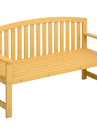 56" Outdoor Wood Bench, 2-Seater Garden Bench with Backrest and Armrest, Patio Bench for Patio, Porch, Poolside, Balcony, Natural