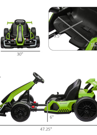 24V 7.5 MPH Electric Go Kart with Adjustable Seat, Slow Start, Green