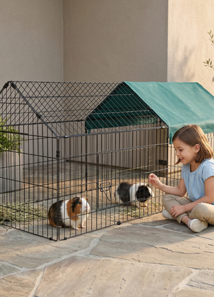 87" Small Animal Playpen with with Roof for Rabbits, Chicken, Chinchillas for Indoor/Outdoor Use, Green