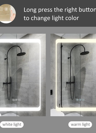 Wall-Mounted Plug-In Bathroom Organizer with 3 Storage Shelves, LED Lighted Medicine Cabinet with Mirror