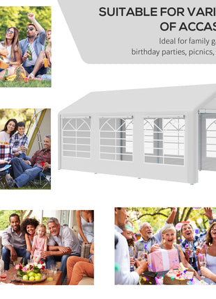 10' x 20' Heavy Duty Party Tent & Carport with Removable Sidewalls and Double Doors, Large Canopy Tent, Sun Shade Shelter, for Parties, Wedding, Outdoor Events, BBQ, White