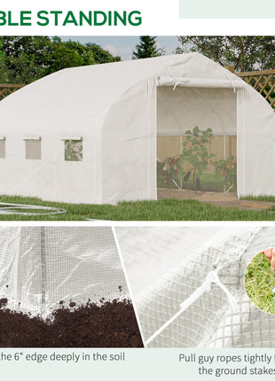 11.5' x 10' x 6.5' Walk-in Tunnel Greenhouse, Green House with Zippered Mesh Door, 7 Mesh Windows & Roll-up Sidewalls, Upgraded Gardening Plant Hot House with Galvanized Steel Hoops, White