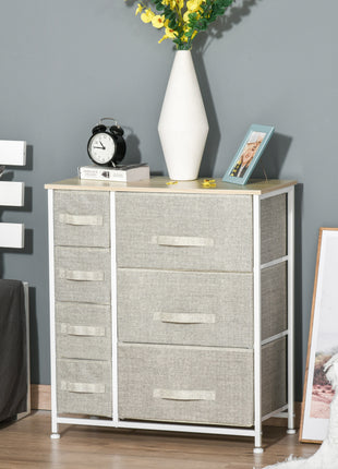 7-Drawer Dresser Storage Tower Cabinet Organizer Unit, Easy Pull Fabric Bins with Metal Frame for Bedroom, Closets, Light Gray