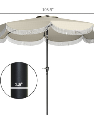 9FT Patio Umbrella, UPF 30+ Outdoor Market Umbrella with Crank, 8 Ribs, Push Button Tilt, Vented for Patio Deck Backyard Lawn, Light Gray
