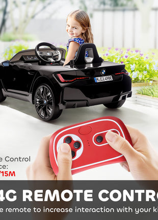 12V Electric Car for Kids with 2.4G Remote Control, Suspension, Black