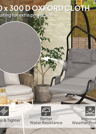 Hammock Chair with Stand and PA Coating Cushion, Hanging Swing Chair with Steel Frame for Indoor and Outdoor, Gray
