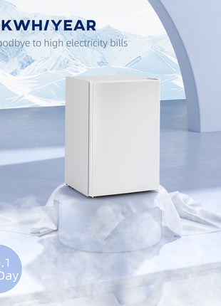2.5 Cu.Ft Mini Fridge, Single Door Compact Refrigerator with Freezer, Adjustable Thermostat, Reversible Door, White