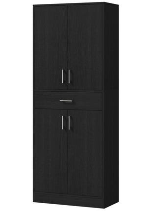 71" Kitchen Cabinet with Drawer and Adjustable Shelf, Freestanding Tall Kitchen Pantry, Distressed Black