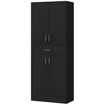 71" Kitchen Cabinet with Drawer and Adjustable Shelf, Freestanding Tall Kitchen Pantry, Distressed Black