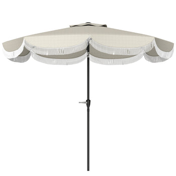 9FT Patio Umbrella, UPF 30+ Outdoor Market Umbrella with Crank, 8 Ribs, Push Button Tilt, Vented for Patio Deck Backyard Lawn, Light Gray