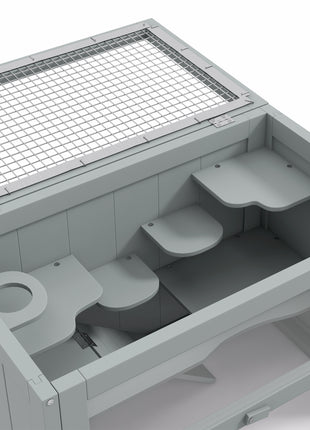2-Level Hamster Cage with Openable Top, Door, Shelf, Ladder, Gray