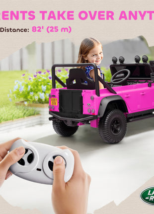 Land Rover Licensed Electric Car for Kids with Remote Control, Dual Motors, Spring Suspension, LED Lights, Pink