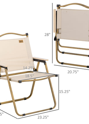 2 Pack Folding Camping Chair, Portable Beach Chairs Armchairs, Perfect for Festivals, Fishing, Picnic and Hiking, Khaki