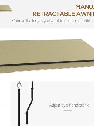 12' x 10' Retractable Awning, 280gsm UV Resistant Sunshade Shelter for Deck, Balcony, Yard, Beige